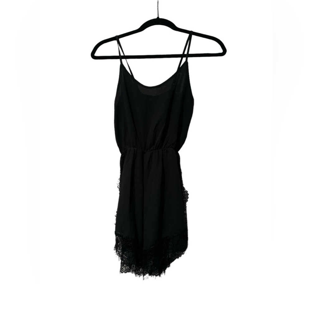 Womens Romper Black S Lace Trimming